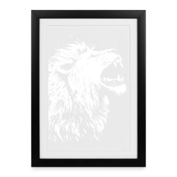 Majestic lion head in black and white - Framed poster (27 × 37 cm) - black - Front