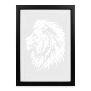 Majestic Lion Head Black and White - Framed poster (27 × 37 cm) - black - Front