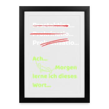 Procrastination Blague Drôle Dire Hamac - Affiche encadrée (27 × 37 cm) - noir - Devant