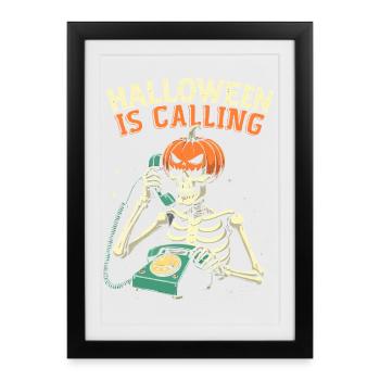 Squelette Halloween avec Citrouille - Affiche encadrée (27 × 37 cm) - noir - Devant
