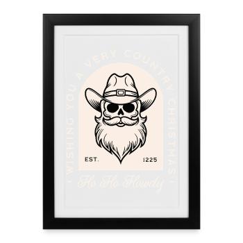 Christmas cowboy wishes Santa skull creepy western - Framed poster (27 × 37 cm) - black - Front