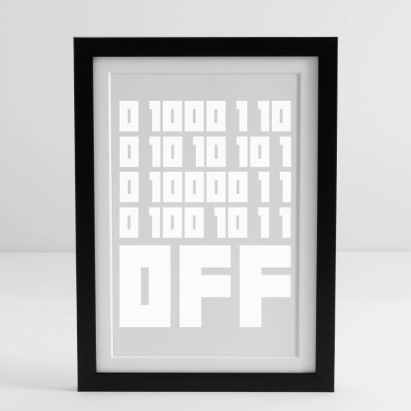 Binary Code F**k OFF – Nerd Humor & Geek Code Framed poster (27 × 37 cm)