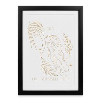 Or Fine Line Femme Soleil 666 – Aimez-vous d’abord - Affiche encadrée (27 × 37 cm) - noir - Devant