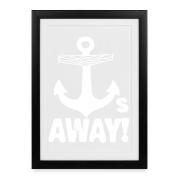 Ancre Marine AWAY – Motif Marin - Affiche encadrée (27 × 37 cm) - noir - Devant