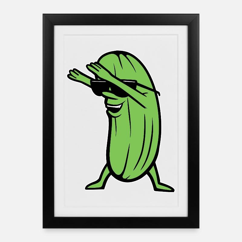 Dabbing Cucumber Dabbing Dab Dance Hip-Hop Dance Pose - Framed poster (27 × 37 cm) - black