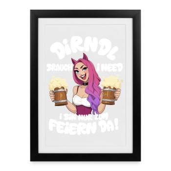 Dirndl Remplacement Chat Oreilles Fille de Fête Avec Mesure De Bière - Affiche encadrée (27 × 37 cm) - noir - Devant