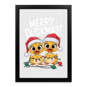 Canard Pull de Noël Canards Canards Noël Canards - Affiche encadrée (27 × 37 cm) - noir - Devant