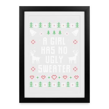 Anti-hässlicher Pullover lustige Weihnachtsmädchenkleidung - Gerahmtes Poster (27 × 37 cm) - Schwarz - Vorne