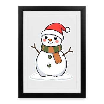 Bonhomme de neige - Affiche encadrée (27 × 37 cm) - noir - Devant
