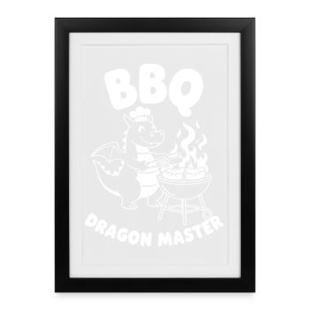 BBQ Drachenmeister Grill - Gerahmtes Poster (27 × 37 cm) - Schwarz - Vorne