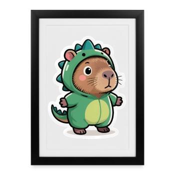 Capybara Dino Dinosaur - Framed poster (27 × 37 cm) - black - Front