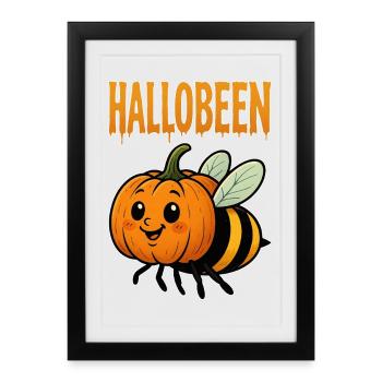 Hallobeen - la reine d’Halloween | Calembour - Affiche encadrée (27 × 37 cm) - noir - Devant