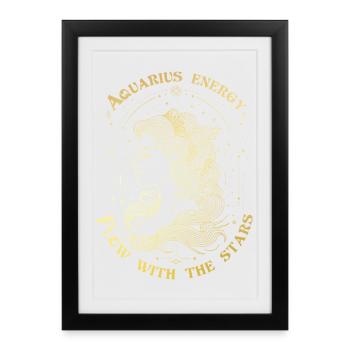 Signe du zodiaque Verseau – Flow With The Stars - Affiche encadrée (27 × 37 cm) - noir - Devant