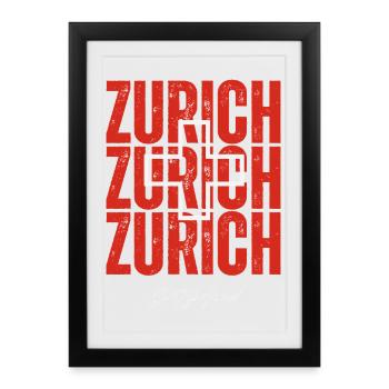 J’aime Zurich, Zurich Suisse - Affiche encadrée (27 × 37 cm) - noir - Devant
