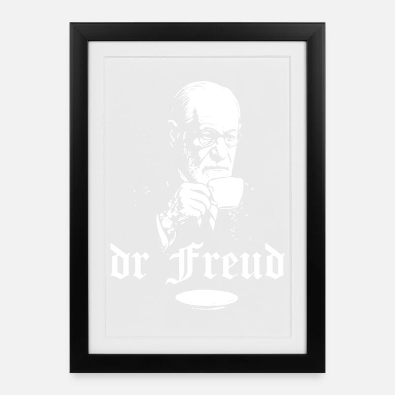 Dr. Freud Tea Time Porträt - Gerahmtes Poster (27 × 37 cm) - Schwarz