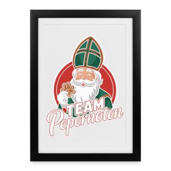 Sinterklaas Team Pepernoten Lebkuchen Fan Design - Gerahmtes Poster (27 × 37 cm) - Schwarz - Vorne