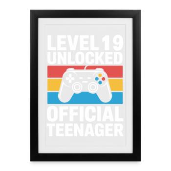 Niveau 19 Adolescent Officiel Débloqué - Affiche encadrée (27 × 37 cm) - noir - Devant