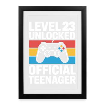Niveau 23 Adolescent Officiel - Affiche encadrée (27 × 37 cm) - noir - Devant