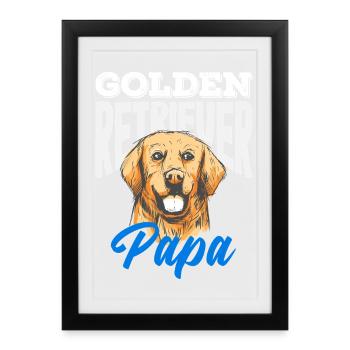 Golden Retriever Propriétaire Cadeau Propriétaire - Affiche encadrée (27 × 37 cm) - noir - Devant