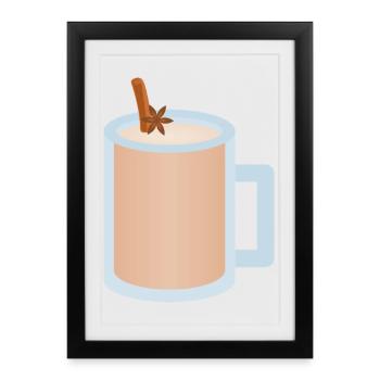 Illustration de tasse Chai Latte - Affiche encadrée (27 × 37 cm) - noir - Devant