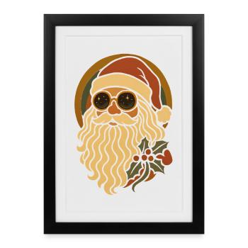 Vintage Santa Claus Design Rétro Lover - Affiche encadrée (27 × 37 cm) - noir - Devant