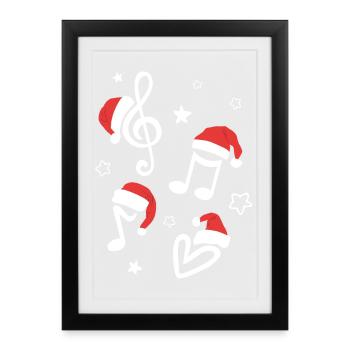 Musical Christmas Musical Notes Music - Framed poster (27 × 37 cm) - black - Front