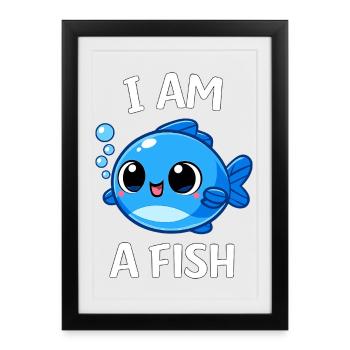 Costume de poisson Animal marin Poisson bleu Carnaval - Affiche encadrée (27 × 37 cm) - noir - Devant