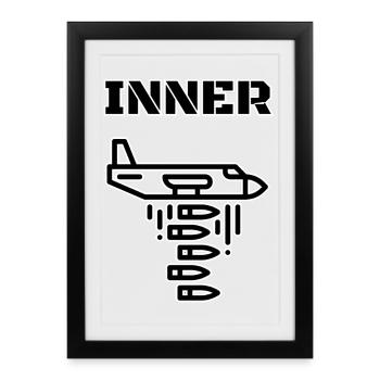 Inner War – Bombes d’avion Design graphique - Affiche encadrée (27 × 37 cm) - noir - Devant