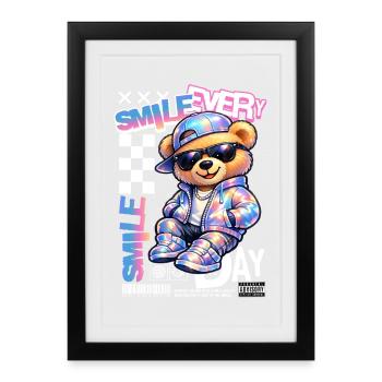 Colorful Bear Style Smile Every Day - Framed poster (27 × 37 cm) - black - Front