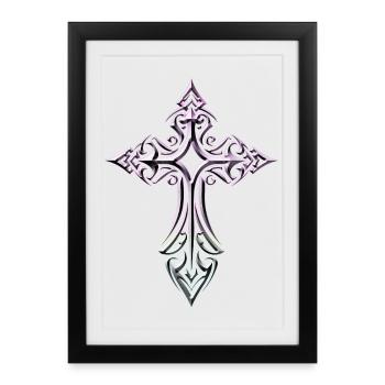 Ornate Gradient Cross - Framed poster (27 × 37 cm) - black - Front