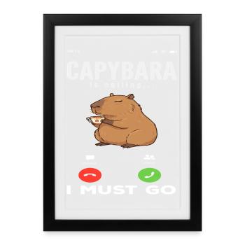 Phone Call Calling Capybaras Cute - Framed poster (27 × 37 cm) - black - Front