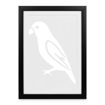 Oiseau White Gift Amoureuse de la nature - Affiche encadrée (27 × 37 cm) - noir - Devant