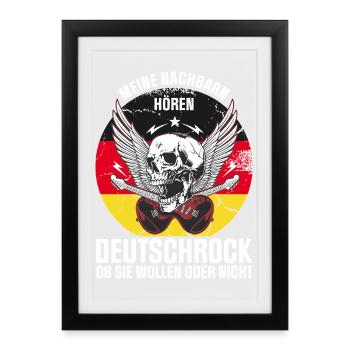 My neighbors listen to German rock - Framed poster (27 × 37 cm) - black - Front