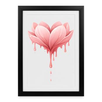 Lotusblüte mit Tropfen Illustration  - Gerahmtes Poster (27 × 37 cm) - Schwarz - Vorne