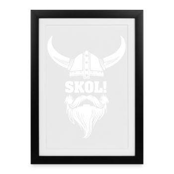 Viking Skol Horned Helmet Beard Mascot - Framed poster (27 × 37 cm) - black - Front