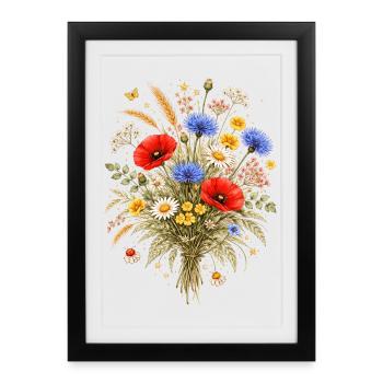 Colorful Wildflower Bouquet Nature Floral Design - Framed poster (27 × 37 cm) - black - Front