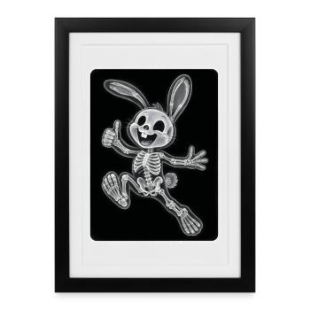 Squelette de lapin à rayons X Drôle de design d’Halloween - Affiche encadrée (27 × 37 cm) - noir - Devant