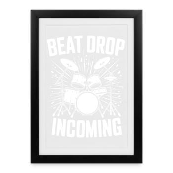 Schlagzeug Beat Drop Incoming Drumset Drums - Framed poster (27 × 37 cm) - black - Front