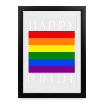 HAPPY PRIDE Rainbow lgbtqia+ - Framed poster (27 × 37 cm) - black - Front