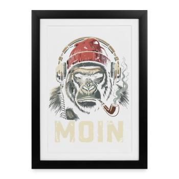 Moin Gorilla Headphones Whistle Streetwear Nordic - Framed poster (27 × 37 cm) - black - Front