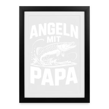 Angeln mit Papa – Großer Fang - Gerahmtes Poster (27 × 37 cm) - Schwarz - Vorne