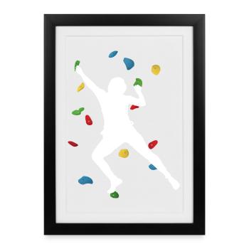 Climbing Wall Man White – Boulder Style - Framed poster (27 × 37 cm) - black - Front