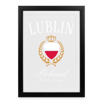 Couronne des armoiries de Lublin, Pologne, souvenir de voyage - Affiche encadrée (27 × 37 cm) - noir - Devant