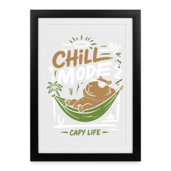 Chill Mode Capy Life - Framed poster (27 × 37 cm) - black - Front