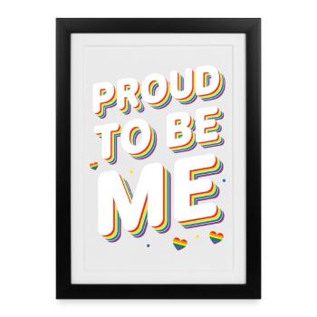 Mois de la fierté LGBTQ - Fier d’être moi - Affiche encadrée (27 × 37 cm) - noir - Devant