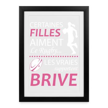 Certaines Filles Aiment Le Rugby Les Vraies Sup... - Affiche encadrée (27 × 37 cm) - noir - Devant