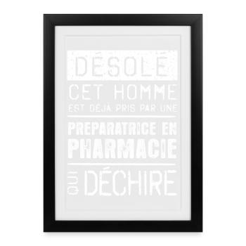 Desole Cet Homme Est Deja Pris Par Une Preparat... - Affiche encadrée (27 × 37 cm) - noir - Devant