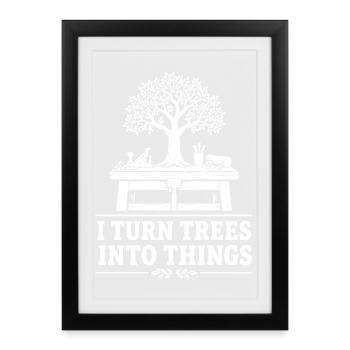 Humour Menuisier Ébéniste Bois | Cadeau Artisan - Affiche encadrée (27 × 37 cm) - noir - Devant