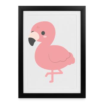 Charme clipart de flamant rose - Affiche encadrée (27 × 37 cm) - noir - Devant