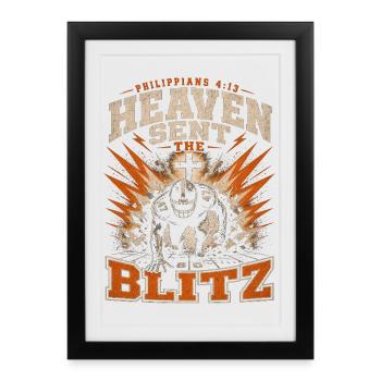 Heaven Sends the Lightning Christian Football - Framed poster (27 × 37 cm) - black - Front